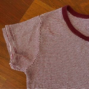 Brandy Melville burgundy and white stripe baby tee